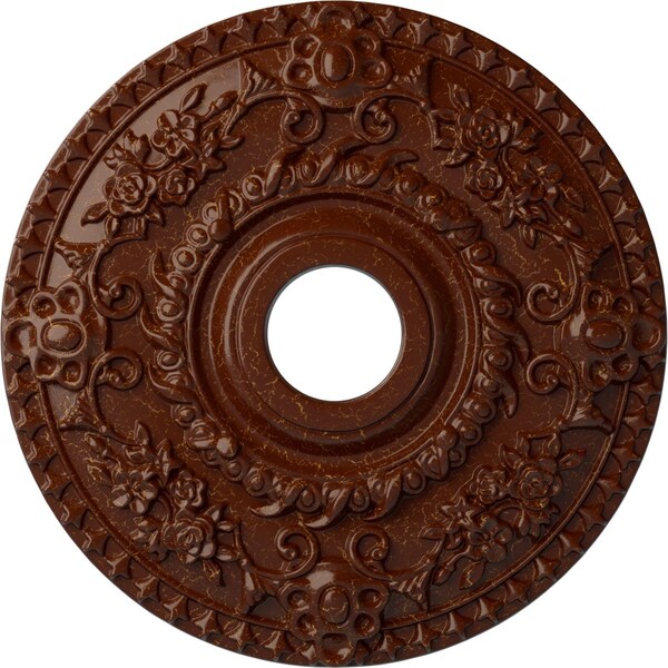 Ekena Millwork Rose Medallion (Canopies up to 7 1/4"), 18"OD x 3 1/2"ID x 1 1/2"P, Burnished Mahogany Crackle CM18ROBMC - main